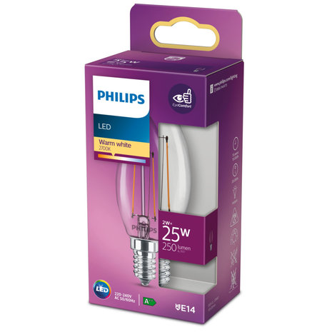 Philips LED Classic Kaarslamp 25W B35 E14 Warm Wit
